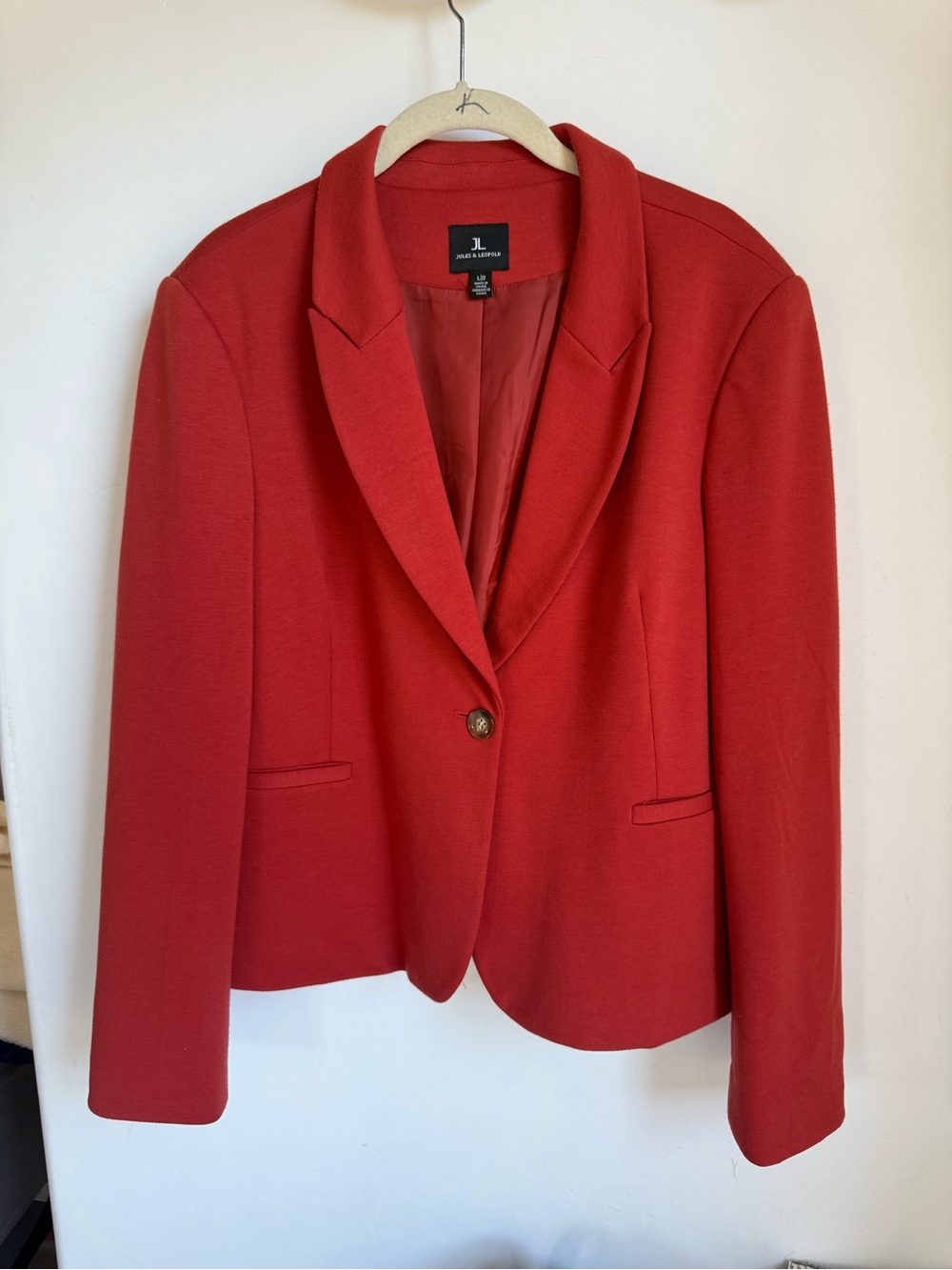 Jules & Leopold Vibrant Red Single-Button Blazer